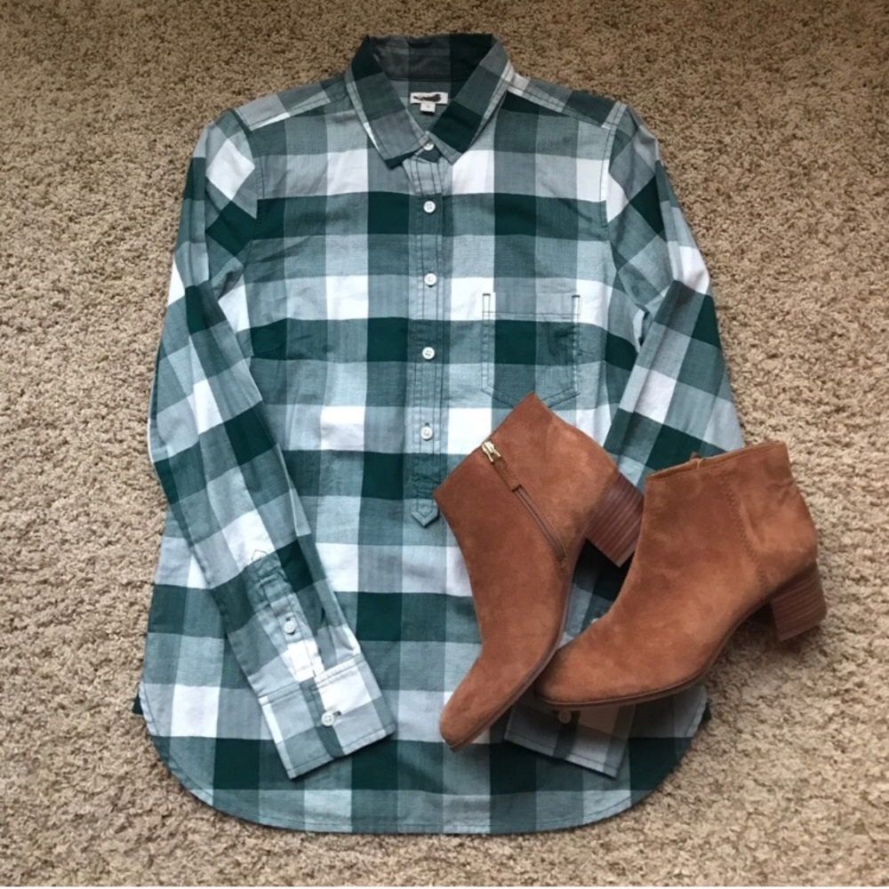 Green Plaid Button Down Shirt